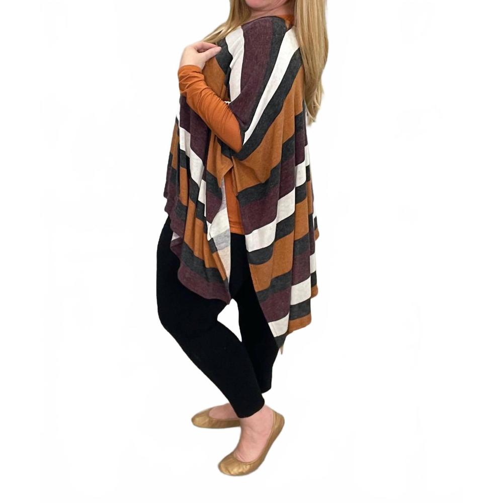 NEW ODDI fall hayride striped poncho in multi color - Picture 2 of 5
